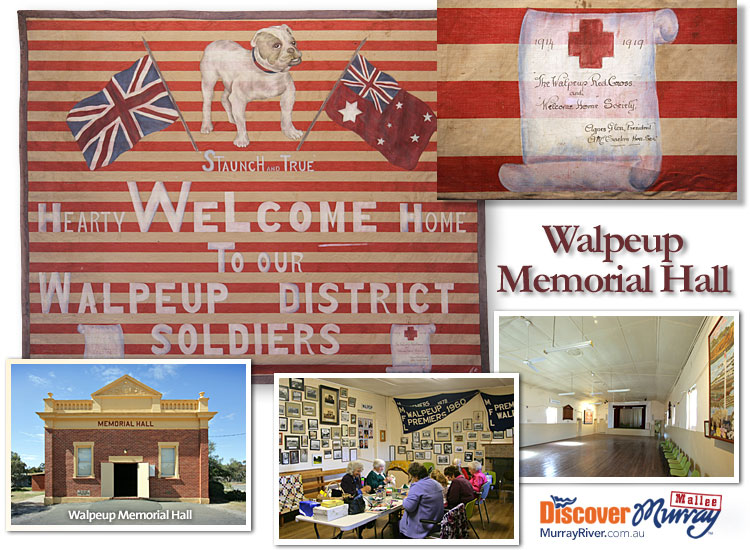 Walpeup Welcome Home banner and Memorial Hall